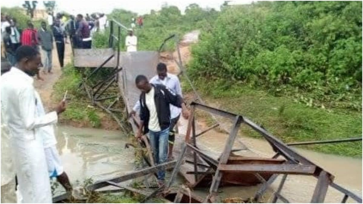 Residents left stranded as flood destroys bridge